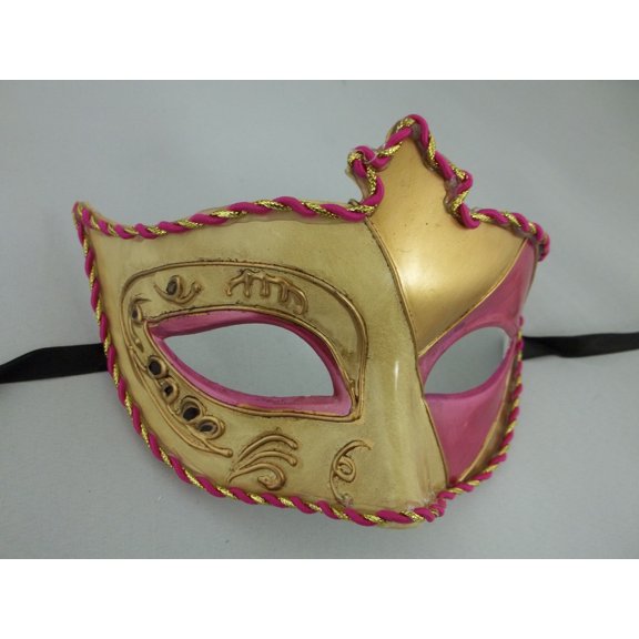 Pink Gold Embossed Venetian Mardi Gras Prom Masquerade Mask