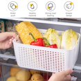 thumbnail image 3 of Fresh-Keeping Container Draining Crisper with Strainer Multifunctional Vegetable Fruit Storage Basket Plastic Kitchen Food Container Fresh Produce Saver BPA Free for Kitchen Fridge, 3 of 8