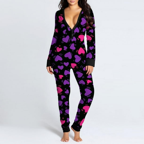 Cyber Monday 2021 Bidobibo Women's Sexy Onesie Pajamas, Long Sleeve V