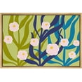 thumbnail image 3 of PixonSign Framed Canvas Print Wall Art Pink Daisies & Blue Leaves Botanical Wilderness Illustrations Modern Art Chic Colorful Multicolor Pastel for Living Room, Bedroom, Office - 24"x36" Natural, 3 of 5