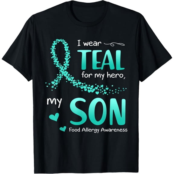 I Wear Teal For Son Food Allergy Awareness T-Shirt mens t shirt，black，women，funny，misfits，men，journey，t-shirt