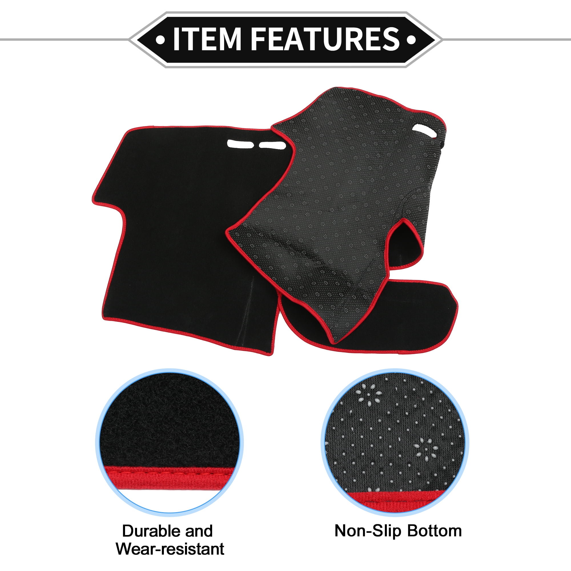 Unique Bargains Dash Cover Compatible for Toyota Yaris, Non-Slip Polyester Center Console Dashboard Cover Pad Carpet Red For TOYOTA YARIS 2004-2011