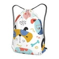 thumbnail image 3 of XMXT Drawstring Backpack, Cartoon Colorful Dogs Design Waterproof Gym Bag for Women, m, 3 of 8