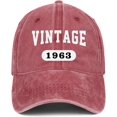 thumbnail image 1 of 60th Birthday Gifts for Men Women Hats 1963 Vintage 60 Year Old Embroidered Baseball Cap, 1 of 6