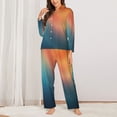 thumbnail image 2 of Picia yellow orange and teal Pattern Women’s Long-Sleeve Sleepwear Set - Soft 2-Piece Loungewear with Pockets, Comfy PJs for Relaxing Nights-XX-Large, 2 of 7