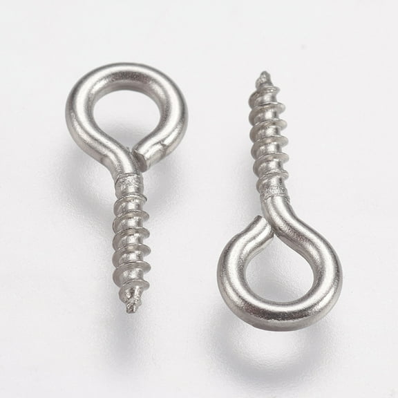 500 pc Tarnish Resistant 304 Stainless Steel Screw Eye Pin Peg Bails For Half Drilled Beads Stainless Steel color 12x5x1mm Hole: 2.5mm