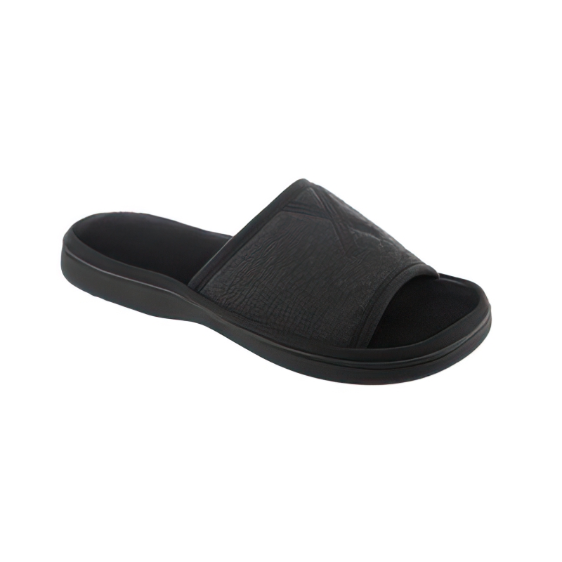 Isotoner Signature Women’s Heathered Jersey Tavi Slide Slipper, Black, 89