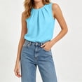 thumbnail image 6 of GUACER Women's Pleated Crew Neck Tank Top Loose Fit Sleeveless Blouses Summer Casual Flowy Camisole, 6 of 7