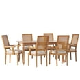 thumbnail image 2 of Noble House Midland Fabric Upholstered Wood and Cane 6-Seater Dining Set, Natural Brown and Beige, 2 of 16