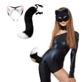 thumbnail image 2 of Colgante de cola de animal 3D para mujer con pompones y cola peluda de Halloween, 50 cm, cola de peluche con diadema de orejas de peluche, 2 of 6