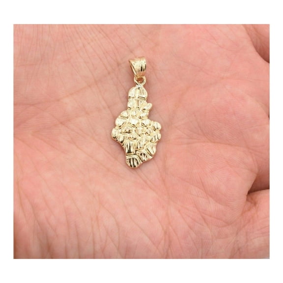1 3/8" Diamond-Cut Nugget Pendant Unisex Adult 10K Yellow Gold, 1.30 Gr - GOLDUM NYC