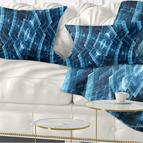 Designart Blue Protective Metal Grids - Abstract Throw Pillow - 12x20