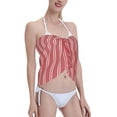 thumbnail image 4 of Bingfone Stripes Red White Women's Sarong Swimsuit Cover Ups Bathing Suit Coverups Chiffon Beach Wrap Skirts, 4 of 7