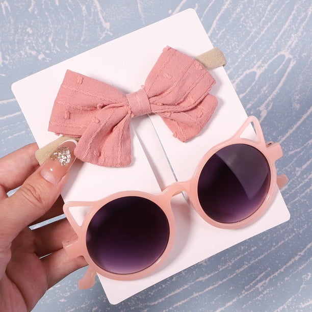 2 unids/pack Vintage niños verano arcos diadema gafas de sol redondas niños gafas de sol gafas de protección accesorios para el cabello de bebé Dengxun unisex