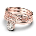 thumbnail image 4 of Gorgeous Minimalist 2.15 Carat Pear Cut Classic Diamond Moissanite Engagement Ring, Wedding Ring, Two Matching Band in 925 Sterling Silver With 18k Rose Gold Plating, Gift For Her, 4 of 4