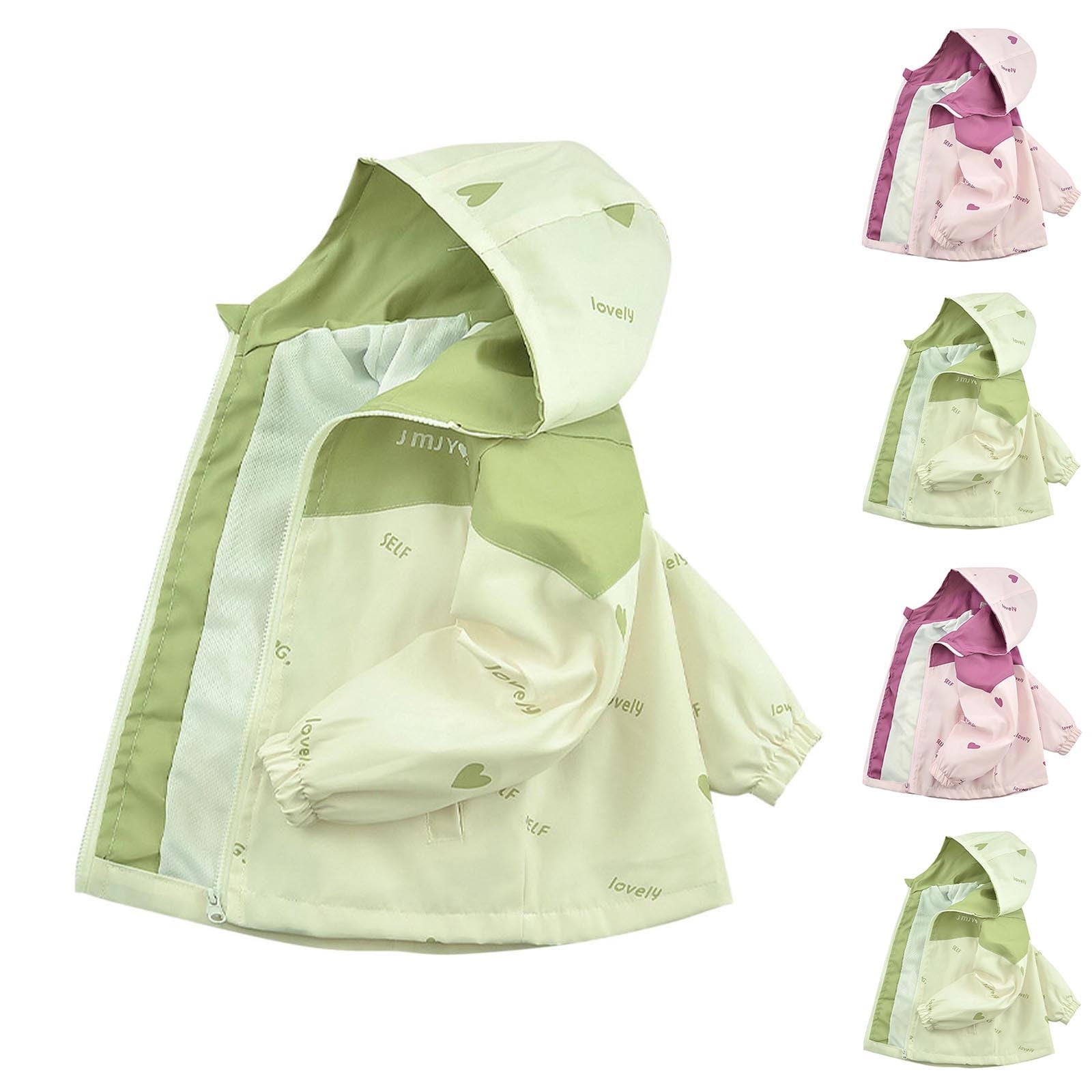 Lumosvexa Girls Rain Jacket Lightweight Long Sleeve Waterproof Windbreaker Fall Warm Cute Hooded Coat Pink 7-8
