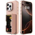 thumbnail image 3 of TECH CIRCLE for iPhone 16 Pro Max (2024 Release) 6.9" Rugged Plastic Case with Built-in Card Holder Slot (Up to 5 Cards), Built-in Makeup Mirror, Lightweight Shockproof Wallet Phone Cover, Rosegold, 3 of 7