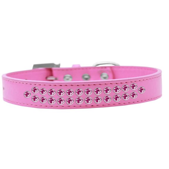 Dog, Puppy Pet Fashion Collar, "Two Row Bright Pink Crystal Rimsets"