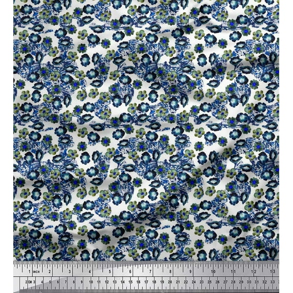 Soimoi Cotton Cambric Fabric Flower Watercolor Decor Fabric Printed Yard 42 Inch Wide