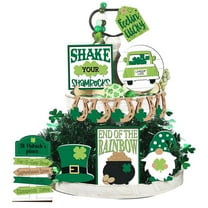 Walmart Clearance! St Patricks Day Decorations Tiered Tray Decor Set Rustic Green Shamrock Gnome Truck Wood Sign Cutout Letter Sign for St. Patrick'S Day Table Home Kitchen Bar Decoration 12Pcs
