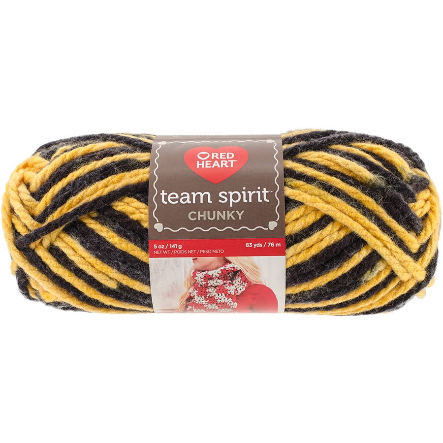 Red Heart Team Spirit Chunky Yarn, Gold and Black
