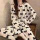 thumbnail image 2 of Conjunto de pijamas de franela cálida para mujer, ropa de dormir de manga larga de terciopelo Coral grueso con dibujos animados, otoño e invierno, 2022, 2 of 4