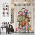 thumbnail image 3 of Easter Shower Curtain Bunny Easter Eggs Shower Curtains for Bathroom Decor, Waterproof Polyester Shower Curtain Set with Hooks, Extra Long 72" x 96" Colorful Egg Rabbit Leaves Flower, 3 of 9