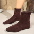 thumbnail image 5 of HAPIMO Women Ankle Boots Square Toe Flat Heel Rear Zipper Stretch Suede‑like Upper Footwear For Evening Dates And Urban Daily Outings Coffee 37, 5 of 9