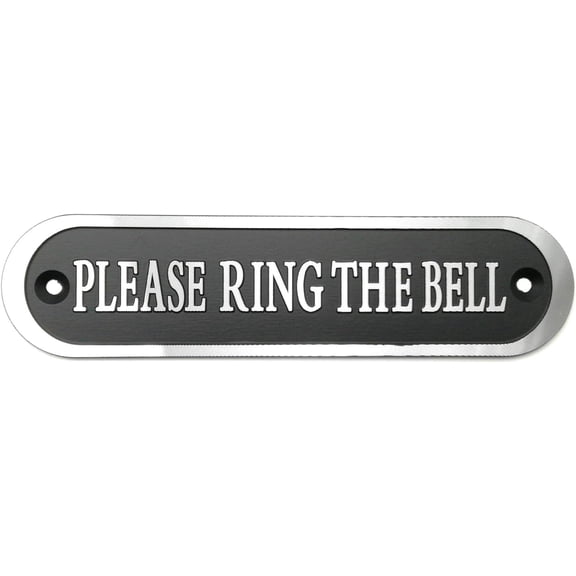 Please the Bell Aluminium Doorbell Sign with Screws Black and Silver 5.5x1.4 inch