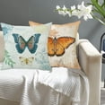 thumbnail image 6 of Farmhouse Pillow Covers 18x18 Set of 4 Spring Summer Throw Pillow Covers Linen Flower Butterfly Bird Decorative Pillowcases for Sofa Couch Living Room Outdoor, 6 of 12