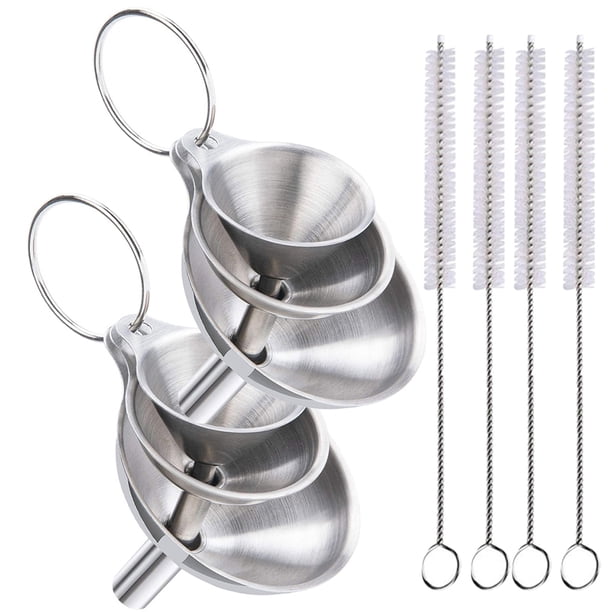FOMIYES 1Jgo Embudo De Cocina De Acero Inoxidable Con Cepillos Incluido Para Trasvasar Líquidos Y Condimentos