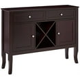 thumbnail image 2 of Kings Brand Furniture - Morovis Wine Cabinet Breakfront Buffet Storage Console Table, Dark Cherry, 2 of 6