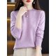 thumbnail image 1 of Suéter de mujer 100 % lana merino, jersey de manga larga con cuello redondo, jersey básico para primavera, otoño e invierno, prendas de punto, 1 of 5