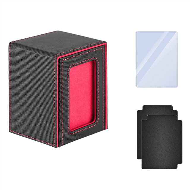 Boîte de Cartes à Collectionner Premium pour Protéger les Cartes Boîte de Cartes à Collectionner Adaptée pour Deck Boîte de Cartes en Cuir Rouge,1 * Boîte de Cartes à Collectionner 1 * Porte-Cartes 2 * Séparateur,Rouge