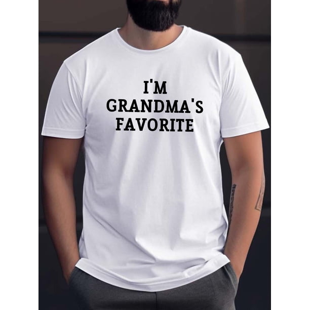 Camiseta informal de algodón suave para hombre: la favorita de la abuela, manga corta, cuello redondo, camiseta de verano con estampado geométrico, camisetas de ocio.