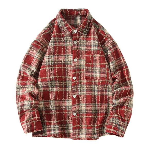 NLLSHGJ Chemises pour Hommes Manches Courtes Chemise en Laine à Carreaux Veste Tendance et Décontractée Chemise à Manches Longues Chemises Boutonnées Manches Longues Blanc et Noir Chemises Boutonnées Décontractées