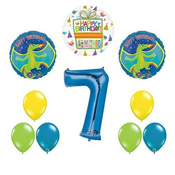 Dragon 7th Birthday Party Supplies and Balloon Decoration Bouquet