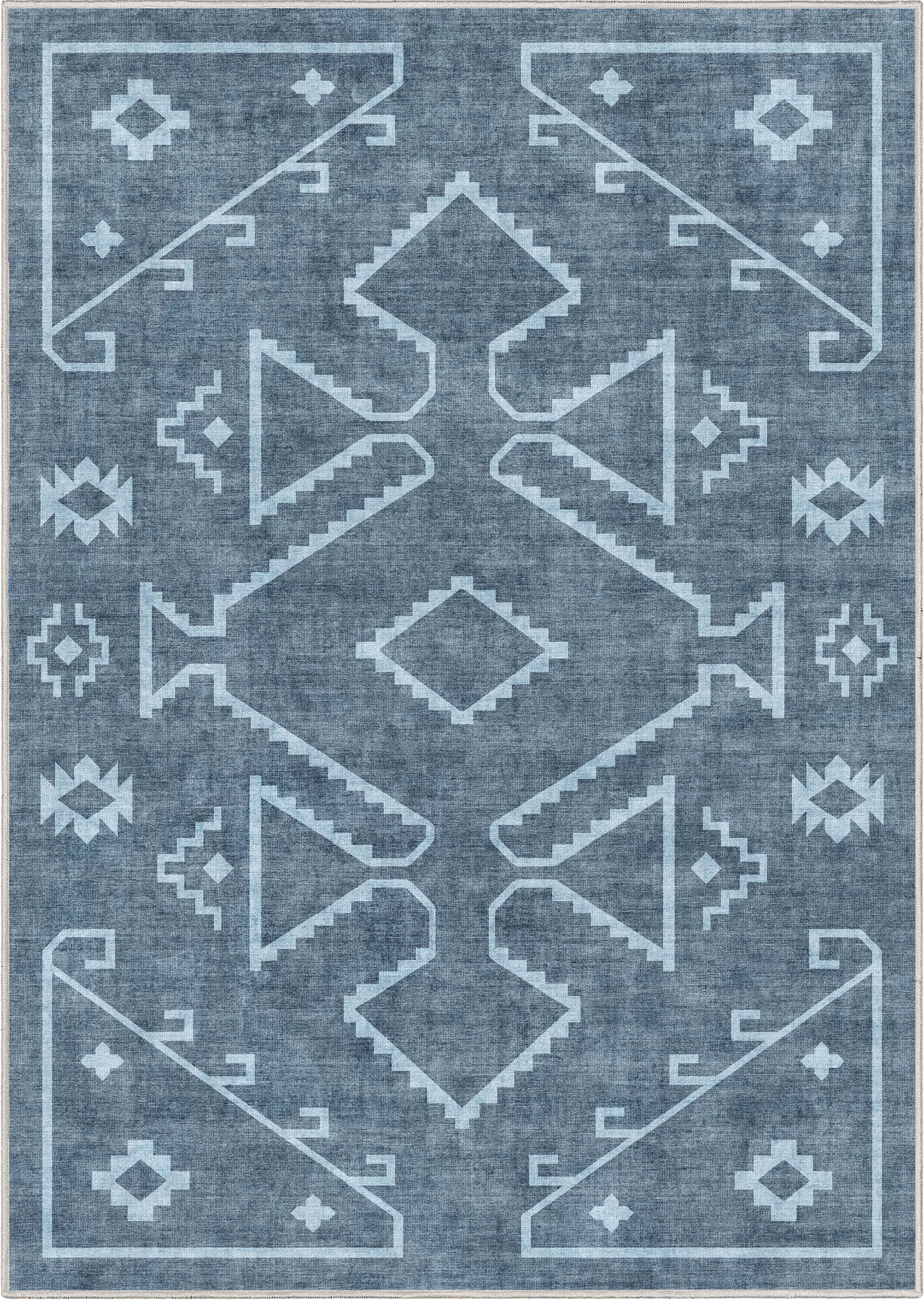 Well Woven Apollo Bottineau Vintage Southwestern Blue Flatweave 5'3" x 7'3" Area Rug