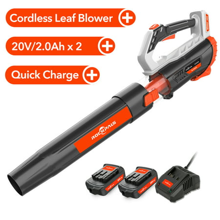 Rockpals Cordless Blower 330CFM 20V Leaf Blower, 2x2.0Ah Rechargeable & detacable Lithium Batteries & Quick charger (Best Cordless Blower Australia)