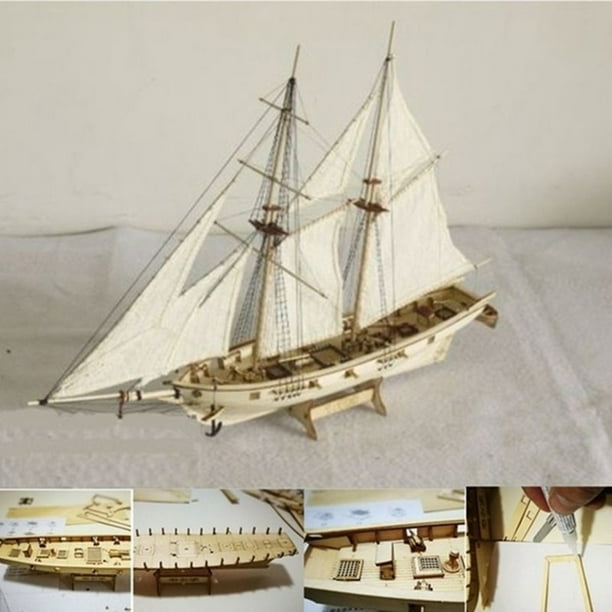 7pcs bronze parts Wooden Sailboat Ship Kit Home DIY Model