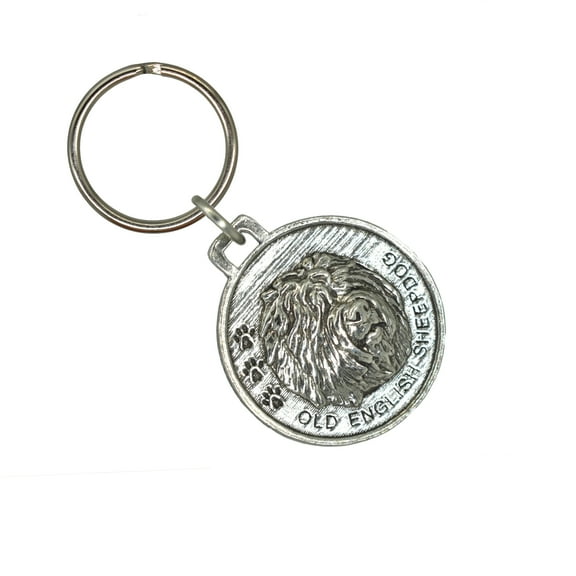 Old English Sheepdog Keychain, D132KC, 1 1/2 Inch, Dog, Herding, Metal, Pet, Gift, Handmade in the USA, Wide Range of Dog Designs Available, 100% American Made