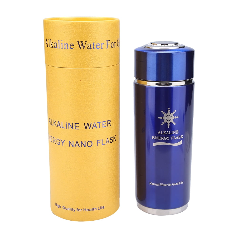 Gourde En Acier Inoxydable Alcaline 400 Ml - Pour équilibre PH, énergie, Métabolisme | Bouteille Eau Santé, Couleur Bleue