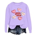 thumbnail image 1 of WEAIXIMIUNG T-Shirts Graphiques Amusants pour Femmes Automne Hiver Tendance Imprimé Cœur de la Saint-Valentin Col Rond Chandail à Capuchon, 1 of 4