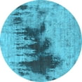 thumbnail image 1 of Ahgly Company Indoor Round Oriental Light Blue Industrial Area Rugs, 4' Round, 1 of 4