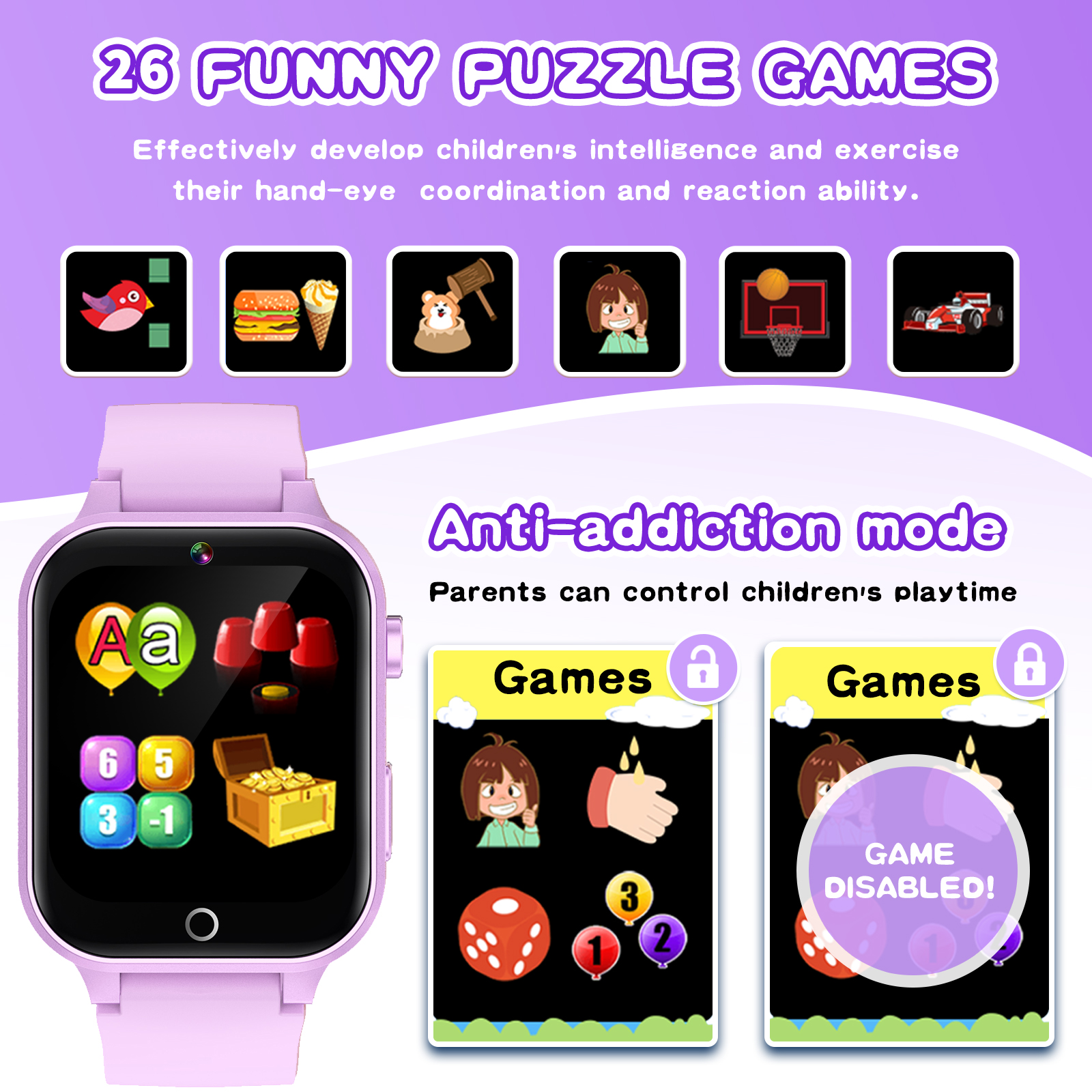 Vakzovy Kids Smart Watch 1.54" Purple photo 2