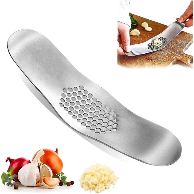 Prensa de ajo basculante CHAO multifuncional acero inoxidable para jengibre con cepillo de limpieza