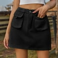 thumbnail image 6 of Midsumdr Mini Skirt for Women Casual Fashion Elastic Waist Workwear Pockets Skirt Solid Color Reto Temperament Loose Fit Skirts, 6 of 7
