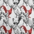 thumbnail image 1 of oneOone Georgette Viscose White Fabric Rooster Cock Craft Projects Decor Fabric Printed By The Yard 42 Inch Wide-TE, 1 of 6