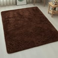 thumbnail image 3 of IR Imperial Rooms Solid Shaggy Rug 6X9ft Modern Area Rug Carpet for Bed Room Soft Carpet Faux Fur Rug Brown, 3 of 9