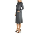 thumbnail image 3 of 24/7 Comfort Apparel Women's Midi Length Fit N Flare Pocket Dress, 3 of 4